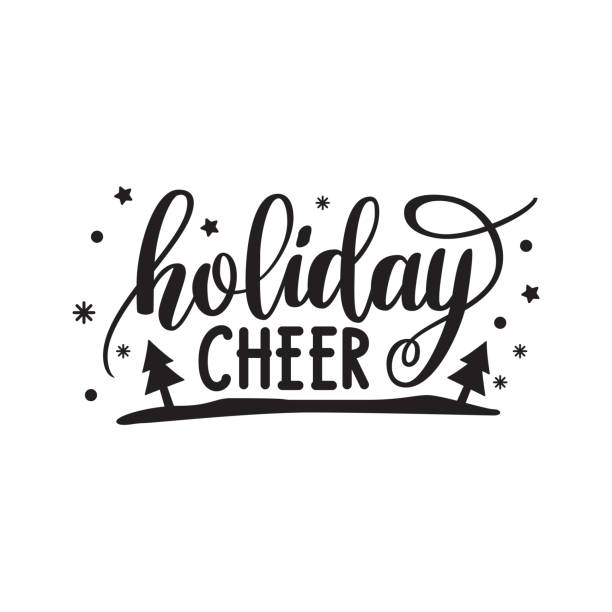 Holiday cheer. Hand written elegant phrase for Christmas and New Year design. Holiday cheer. Hand written elegant phrase for Christmas and New Year design. Custom hand lettering. Can be printed on craft greeting cards, paper and textile designs, tshirt cheering stock illustrations