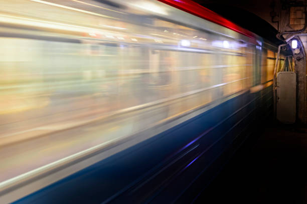 istock Motion blur, speed of the train in subway, abstract background 1200942270