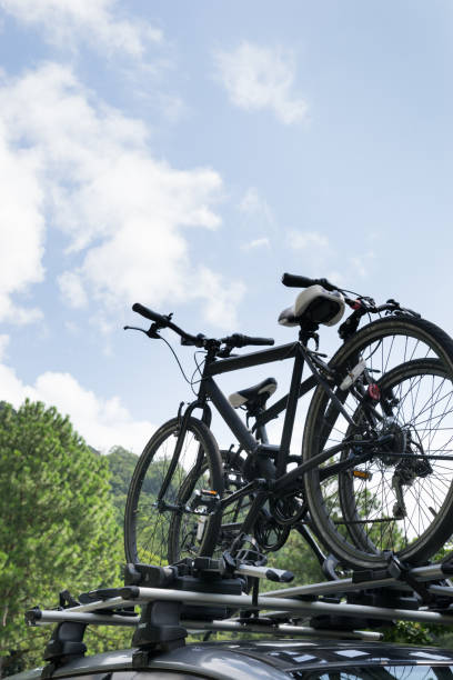 istock Landscape with a bicycle loaded car 1200944092