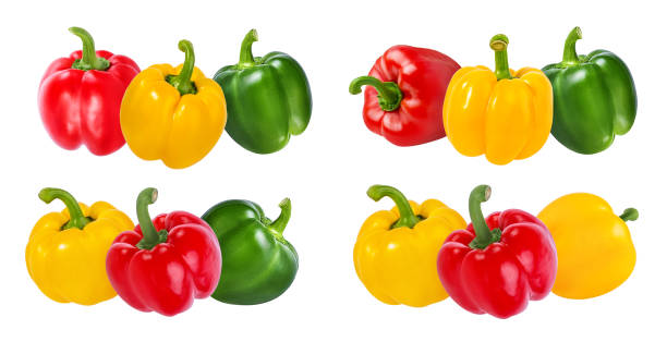 istock Red, green and yellow peppers  isolated. 1200944890