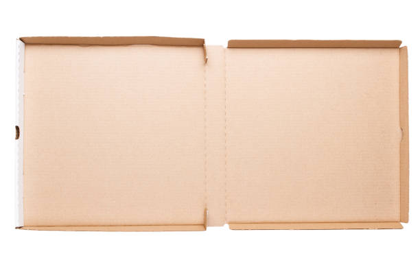 白で隔離されたピザボックス - box blank brown white ストックフォトと画像