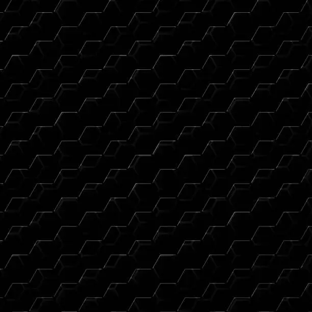Vector illustration of Black background with hexagons