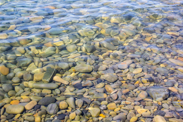 istock Sea and pebbles underwater in a beach. Pebble background 1200947618