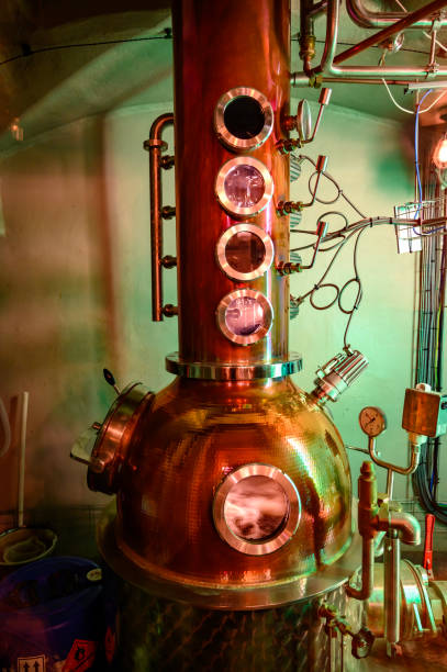 istock Gin distillation process in copper tanks, Scotland, UK 1200949127