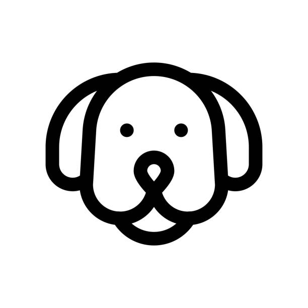 фарфора новый год связанных собака лицо вектор в линейный стиль - голова животного stock illustrations