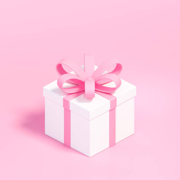 istock White gift box with pink ribbon isolated on pastel pink background 3d rendering, 3d illustration minimal style concept. 1200954108