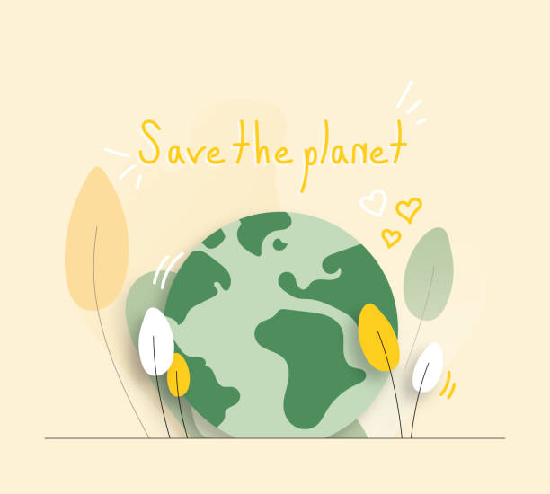 wektor ilustracja zapisz planeta concept. płaski nowoczesny projekt dla strony internetowej, banner, prezentacja itp. - pollution planet sphere nature stock illustrations