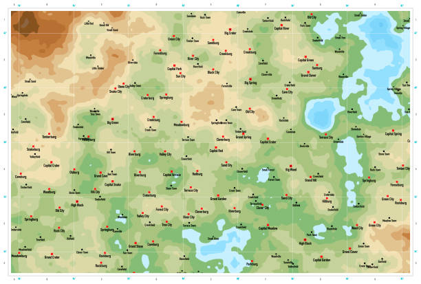 ilustraciones, imágenes clip art, dibujos animados e iconos de stock de mapa topográfico genérico de color natural 710 - map germany topographic map vector