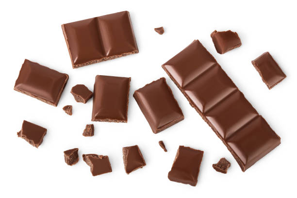 istock piece of chocolate isolated on white background with clipping path. . Top view. Flat lay. 1200958085