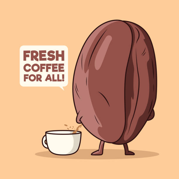ilustrações de stock, clip art, desenhos animados e ícones de coffee bean character vector illustration. - coffee cup bean sugar
