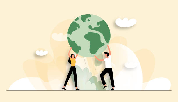 gezegeni kurtar kavramının vektör i̇llüstrasyonu. web sayfası, banner, sunum vb. için düz modern tasarım - sustainability stock illustrations