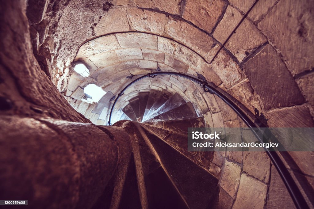 Inside Arundel Spiral Staircase Knights Templar Stock Photo