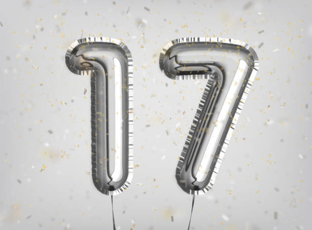 istock 17 years anniversary. Happy birthday joy celebration. 1200959776