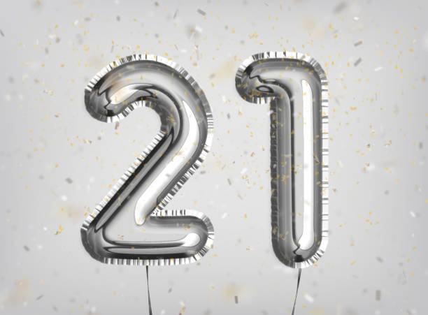 istock 21 years anniversary. Happy birthday joy celebration. 1200963654