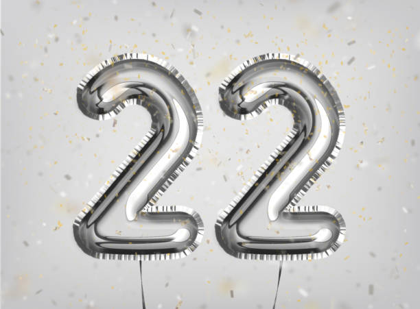 istock 22 years anniversary. Happy birthday joy celebration. 1200964860