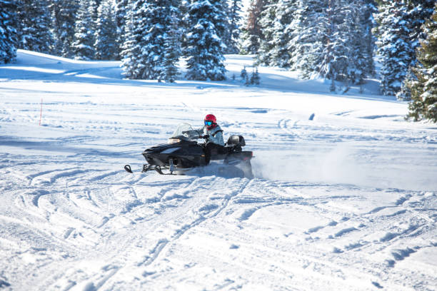 istock Driving snowmobile in Colorado, USA 1200966486