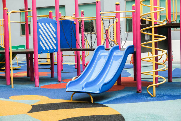 istock Kid playground with various equipment for kid's leisure. 1200966514