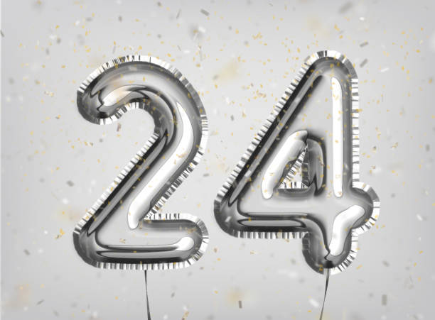 istock 24 years anniversary. Happy birthday joy celebration. 1200966673