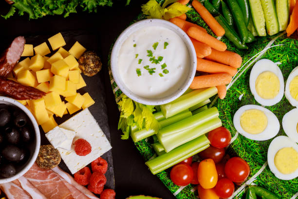 istock Vegetable platter with egss and ranch close up. 1200969118