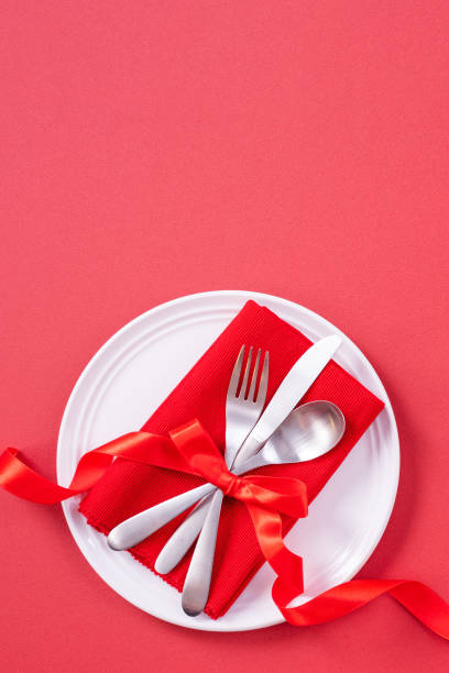 istock Valentine's Day design concept - Romantic plate dish in restaurant, holiday celebration meal promotion for couple and lover dating, top view, flat lay, overhead 1200971098