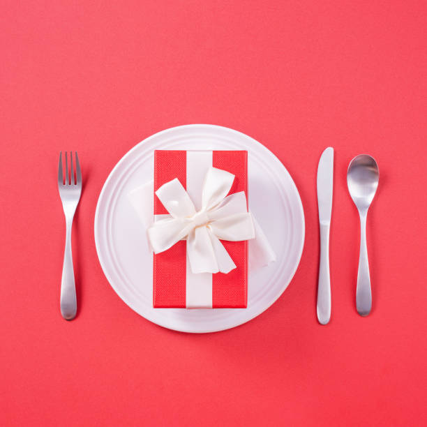 istock Valentine's Day design concept - Romantic plate dish in restaurant, holiday celebration meal promotion for couple and lover dating, top view, flat lay, overhead 1200971146