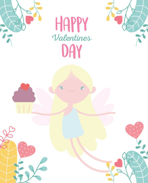 istock happy valentines day, cute cupid with sweet cupcake hearts love 1200975528
