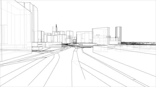 istock Sketch of 3D city with buildings and roads. Vector 1200975639