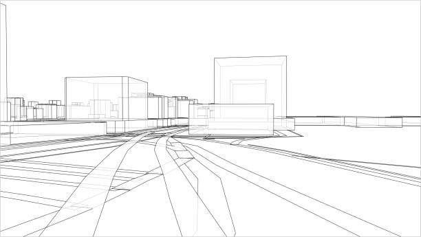 istock Sketch of 3D city with buildings and roads. Vector 1200975783