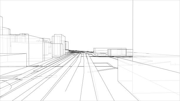 istock Sketch of 3D city with buildings and roads. Vector 1200976457