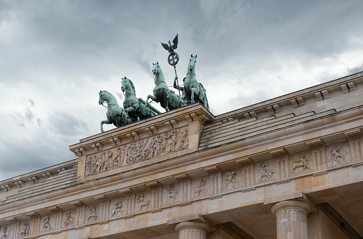 Brandenburger Gate / Tor, Berlin, Low Angle view, Dramatic sky