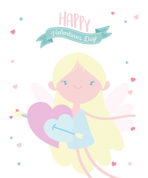 istock happy valentines day, cute cupid with hearts pierced arrow love 1200977598