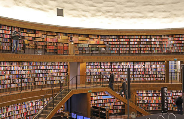 Stockholm, Sweden, 10-26-2019: Public library in Stockholm with some visitors