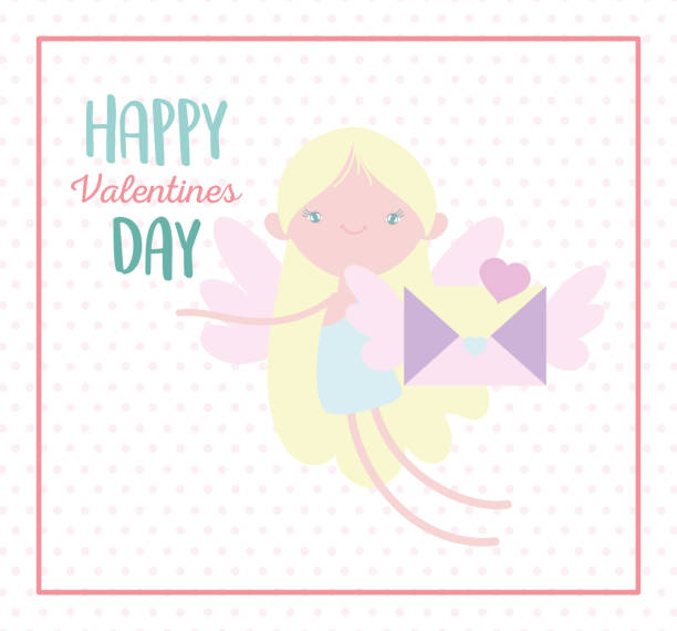 istock happy valentines day, cute cupid with envelope letter heart romantic 1200977864