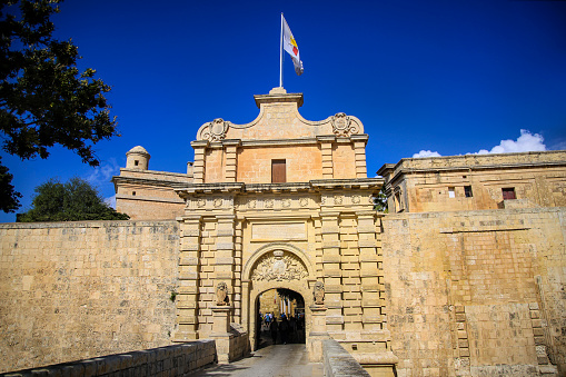Town gate of old town in Mdina, Malta