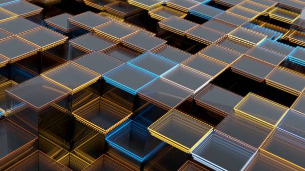istock Abstract background of glass cubes with luminous edges 1200981066