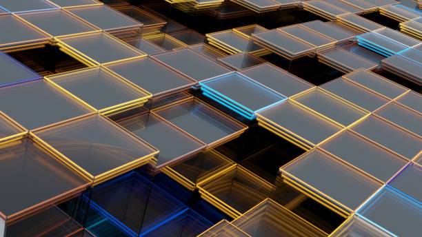 istock Abstract background of glass cubes with luminous edges 1200981109