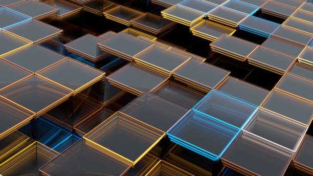 istock Abstract background of glass cubes with luminous edges 1200981300