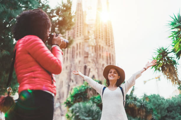 istock Friends enjoying vacation in Barcelona 1200983777