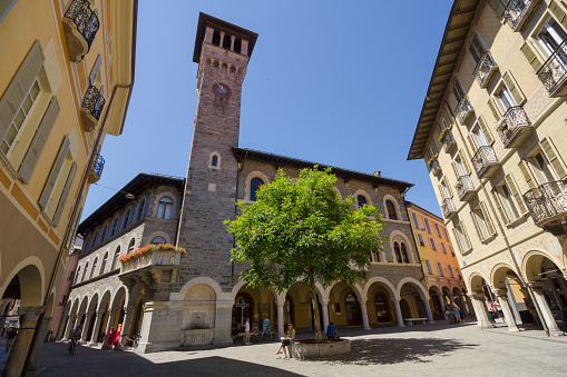 Exterior of the Palazzo Civico, the town hall of the city of Bellinzona, Ticino, Switzerland