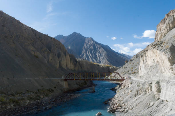 istock An old iron hanging suspension bridge Overpass Crossing over mountain river valley on a background of  hills. Geographical border area remote location, Kaza Himachal Pradesh India South Asia Pac 1200991595
