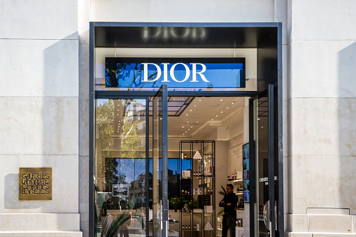 Paris/France - September 10, 2019 : The Dior luxury perfume store on Champs-Elysees avenue