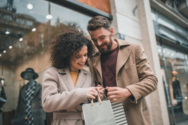 istock Boyfriend surprise his girlfriend for a Valentine's day with a present 1200999678