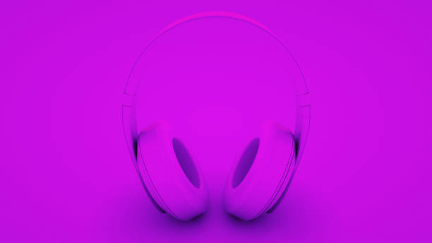 istock Headphones on purple background. Minimal idea concept, 3d rendering 1201001760
