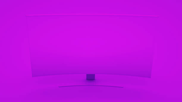 istock High-end curved smart led tv on purple background. Minimal idea concept, 3d rendering 1201001874