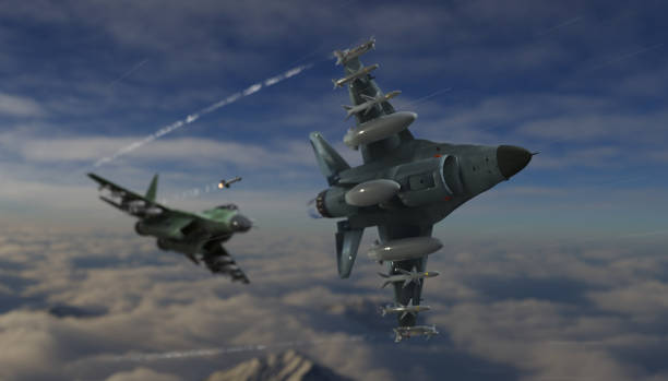 istock American fighter jet avoiding the missile from russian jet dogfight scene 3d render 1201001972
