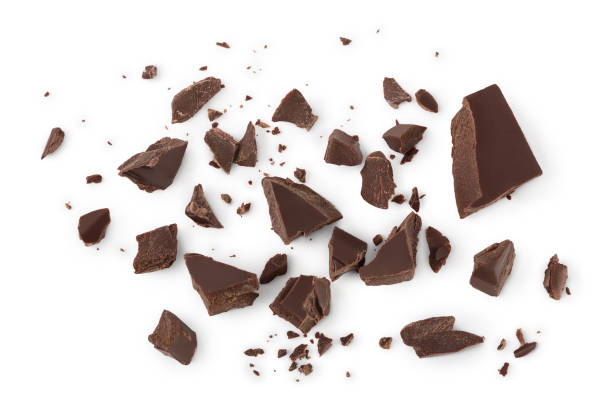 istock piece of chocolate isolated on white background with clipping path. . Top view. Flat lay. 1201002341