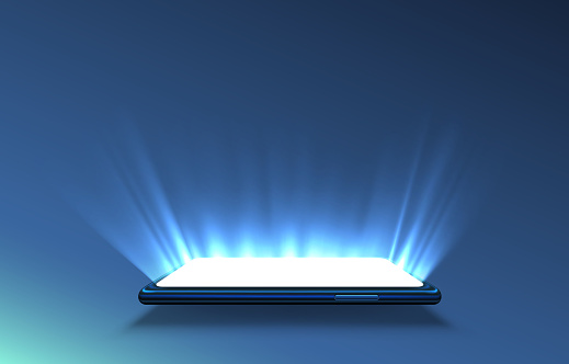 Smartphone light screen, technology mobile display light. Vector illustration