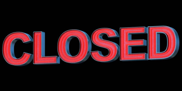 istock Red neon font - Word CLOSED 1201004129