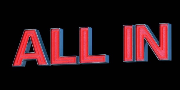 istock Red neon font - Word ALL IN 1201004140