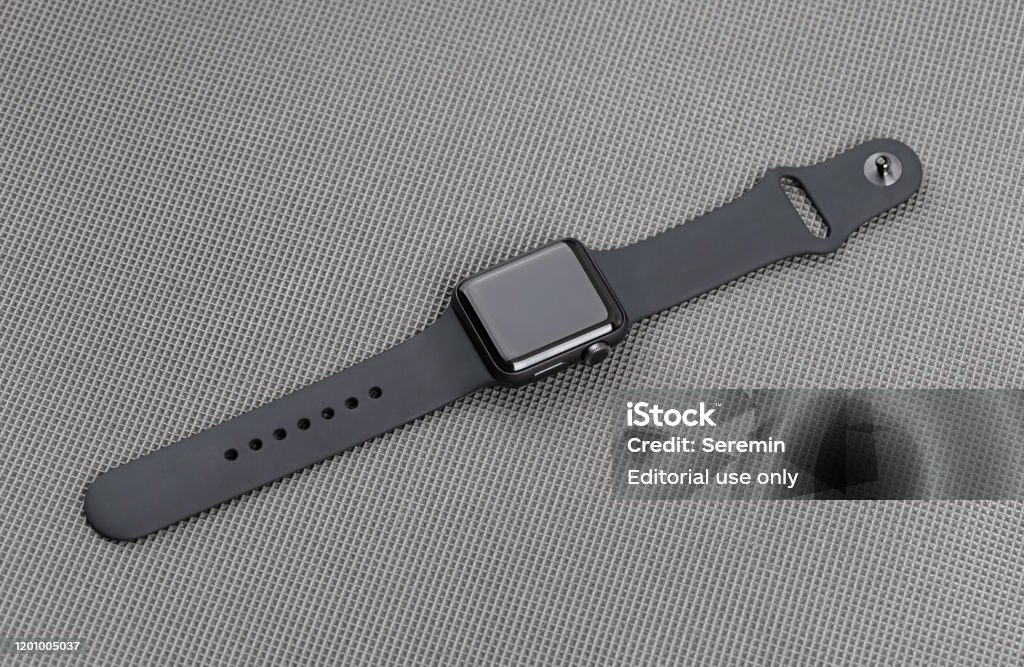Apple Watch Series 5 Space Gray Aluminum Case With Sport Band Black Color  Stock Photo - Download Image Now - iStock